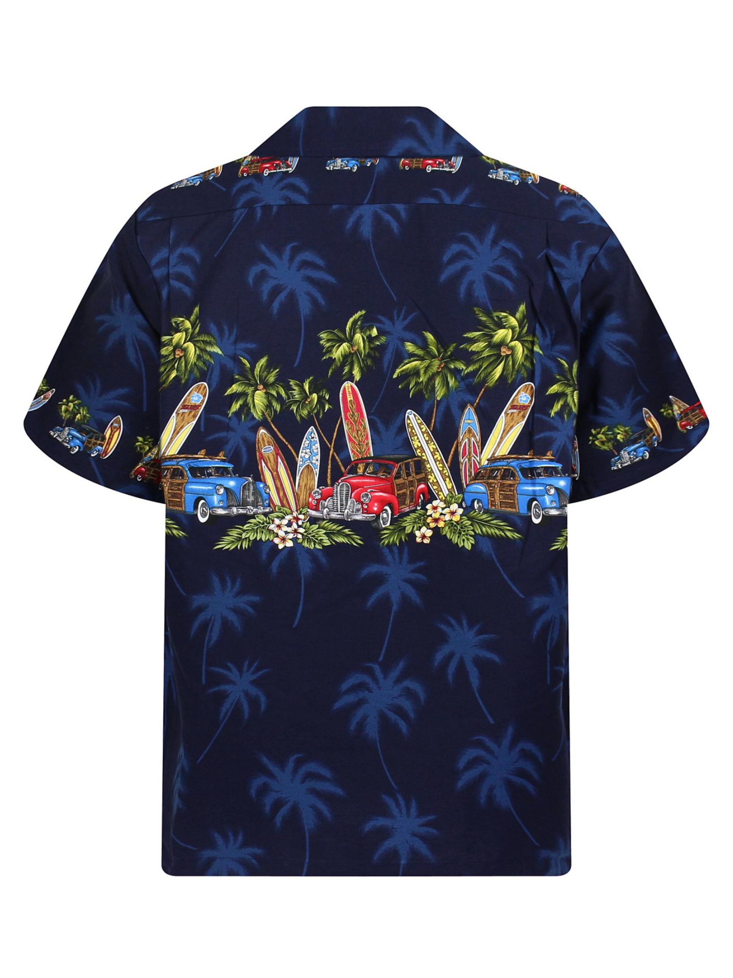 Pacific Legend Regular fit Button Up Shirt 'Surfbretter Autos' in Blue