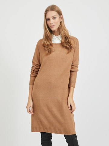 VILA Stickad klänning 'Ril' i brun: framsida