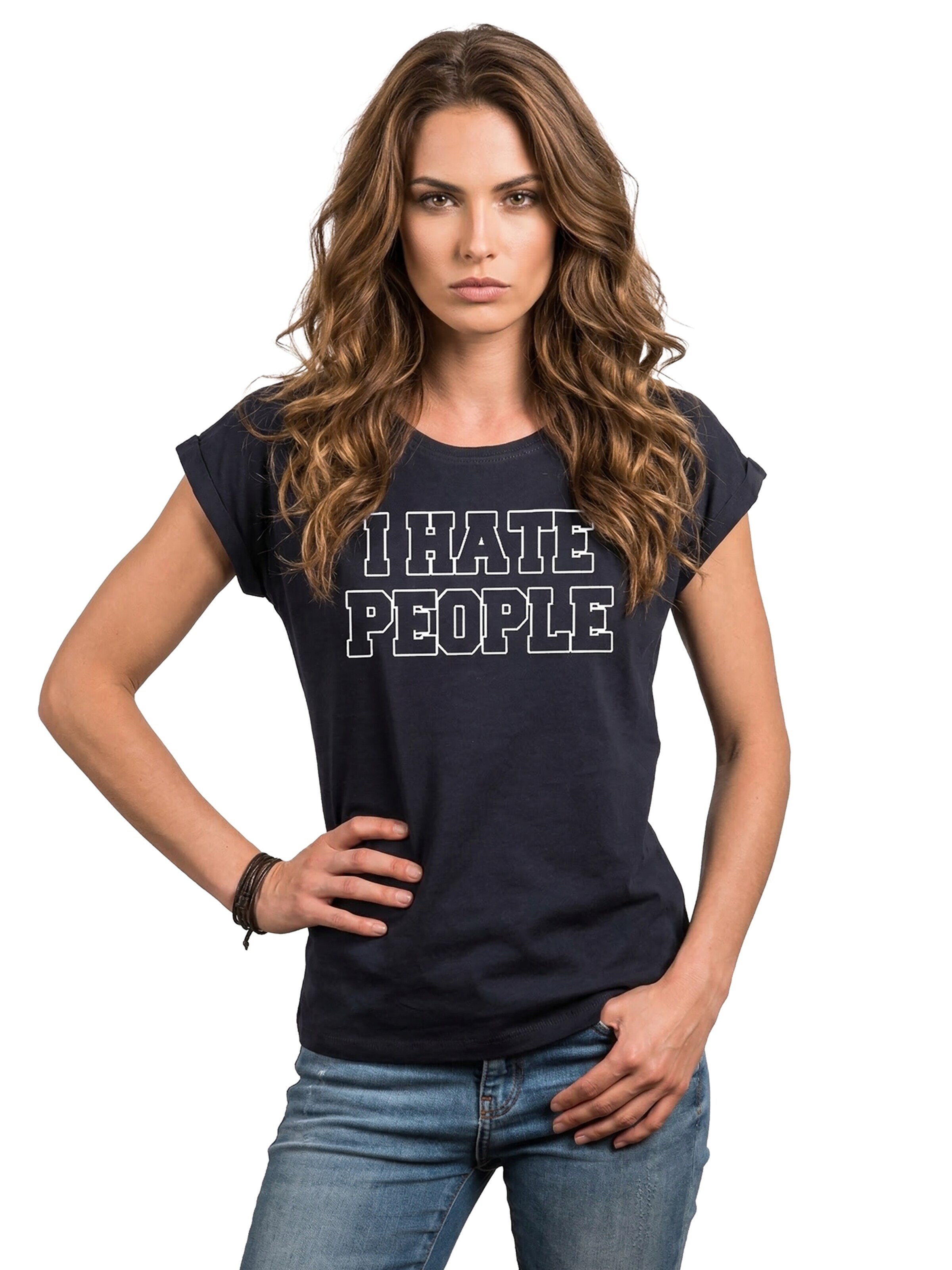 MAKAYA Shirt 'I hate People' in Blue: front