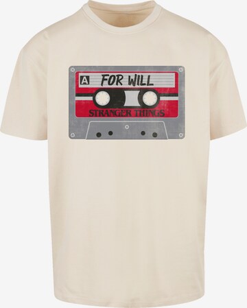 F4NT4STIC Shirt 'Stranger Things Cassette For Will Netflix TV Series' in Beige: front