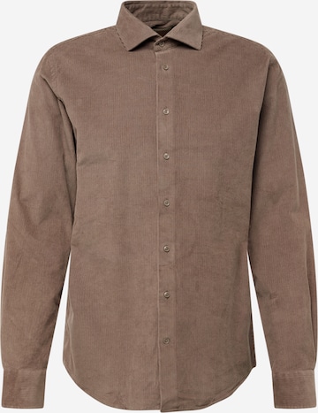 Bruun & Stengade Slim fit Button Up Shirt 'Nicklaus' in Beige: front