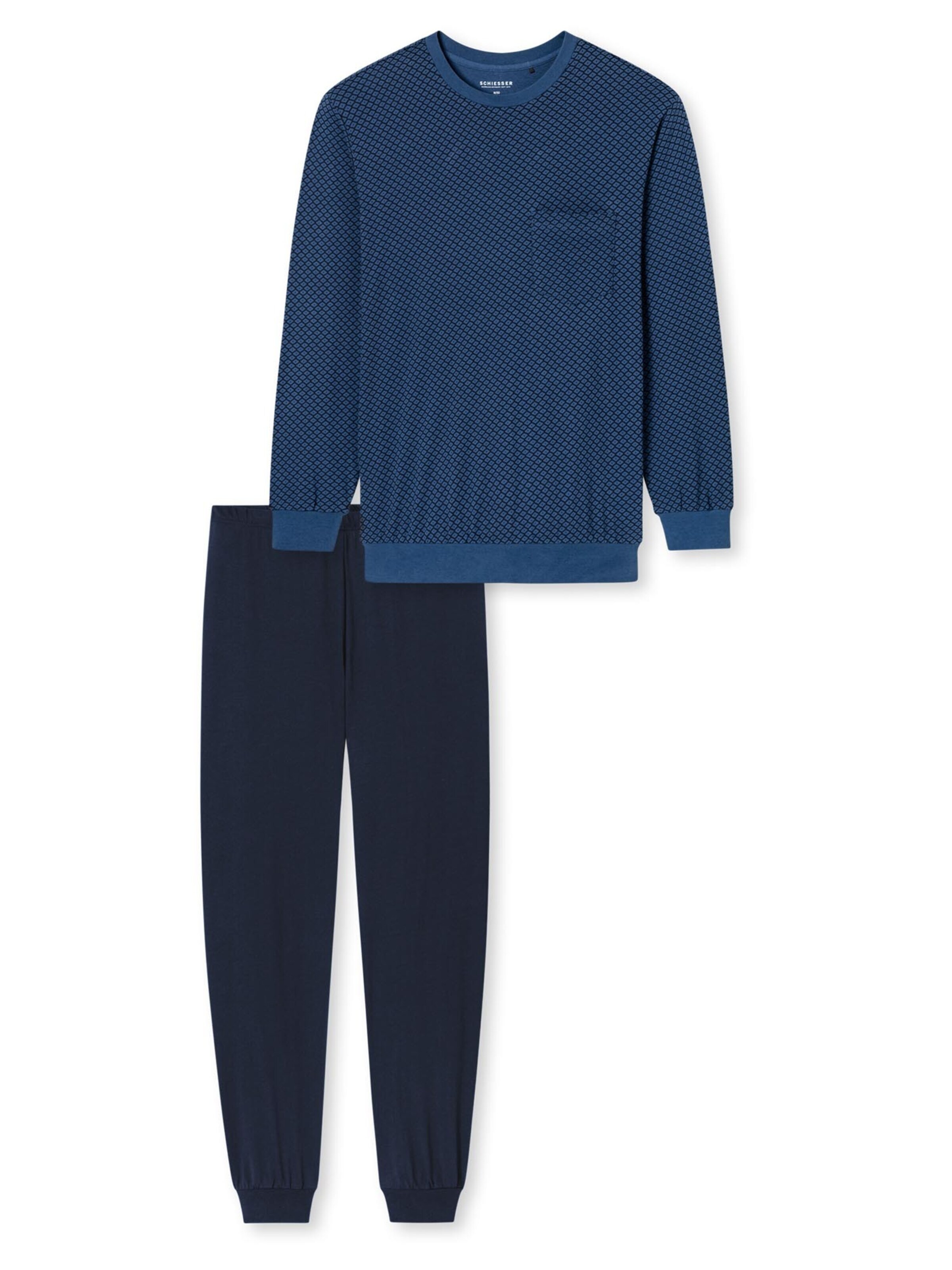 Pyjama long 'Comfort Essentials' SCHIESSER en bleu : devant
