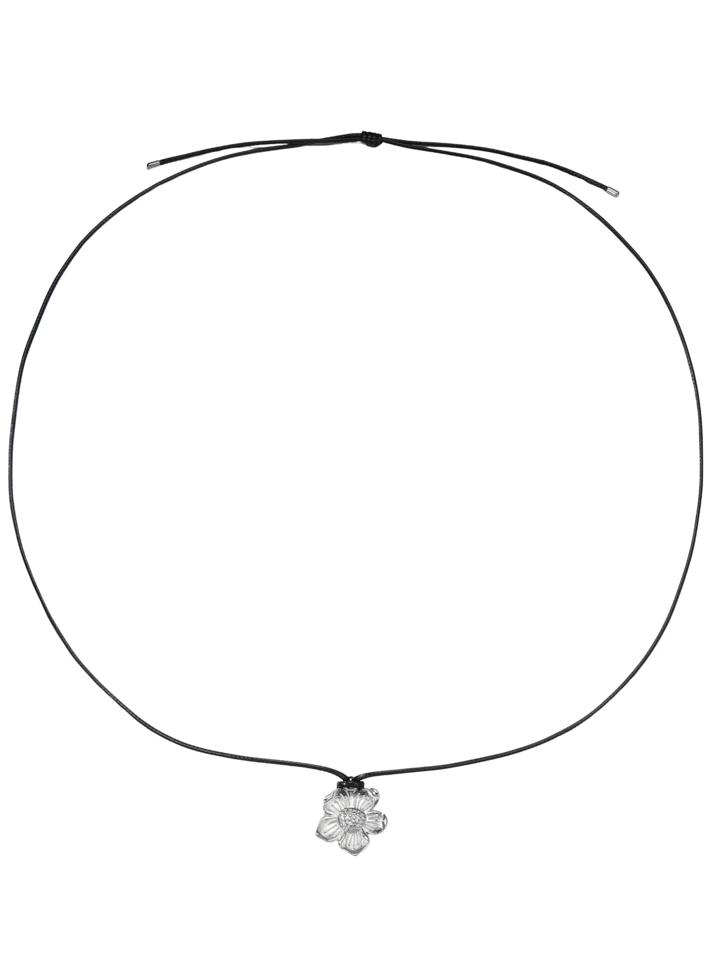 Hey Happiness Ketting 'Daisy Flower Charm Cord' in Zilver