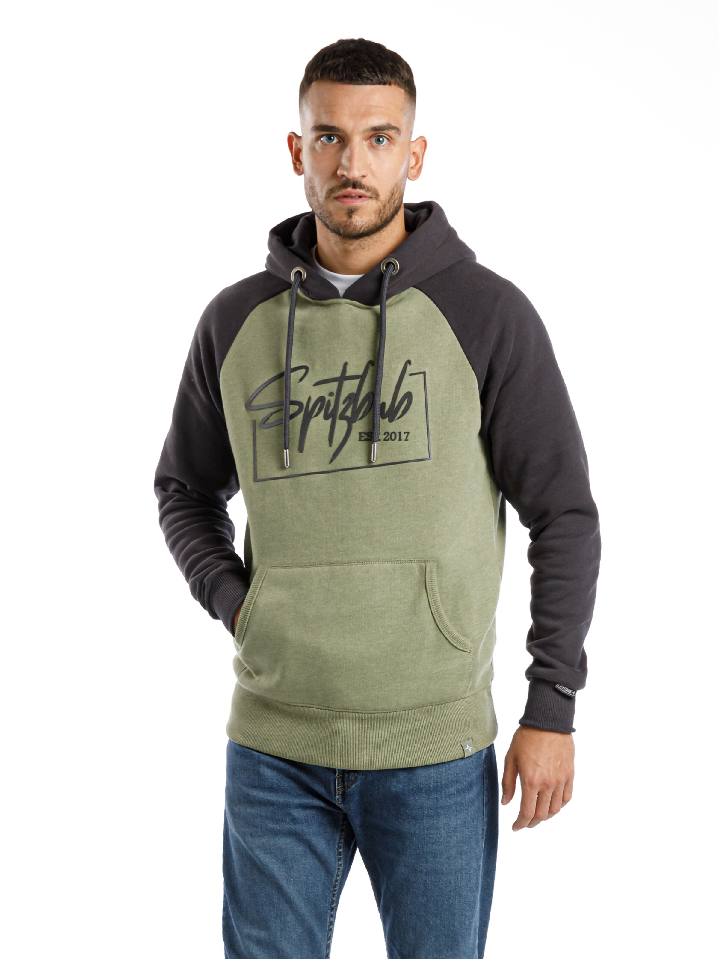 SPITZBUB Sweatshirt 'Raglan Street' in Green: front