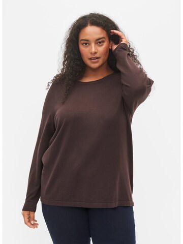 Zizzi Sweater 'Cacarrie' in Brown: front