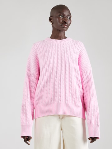 TOMMY HILFIGER Tröja 'CABLE' i rosa: framsida