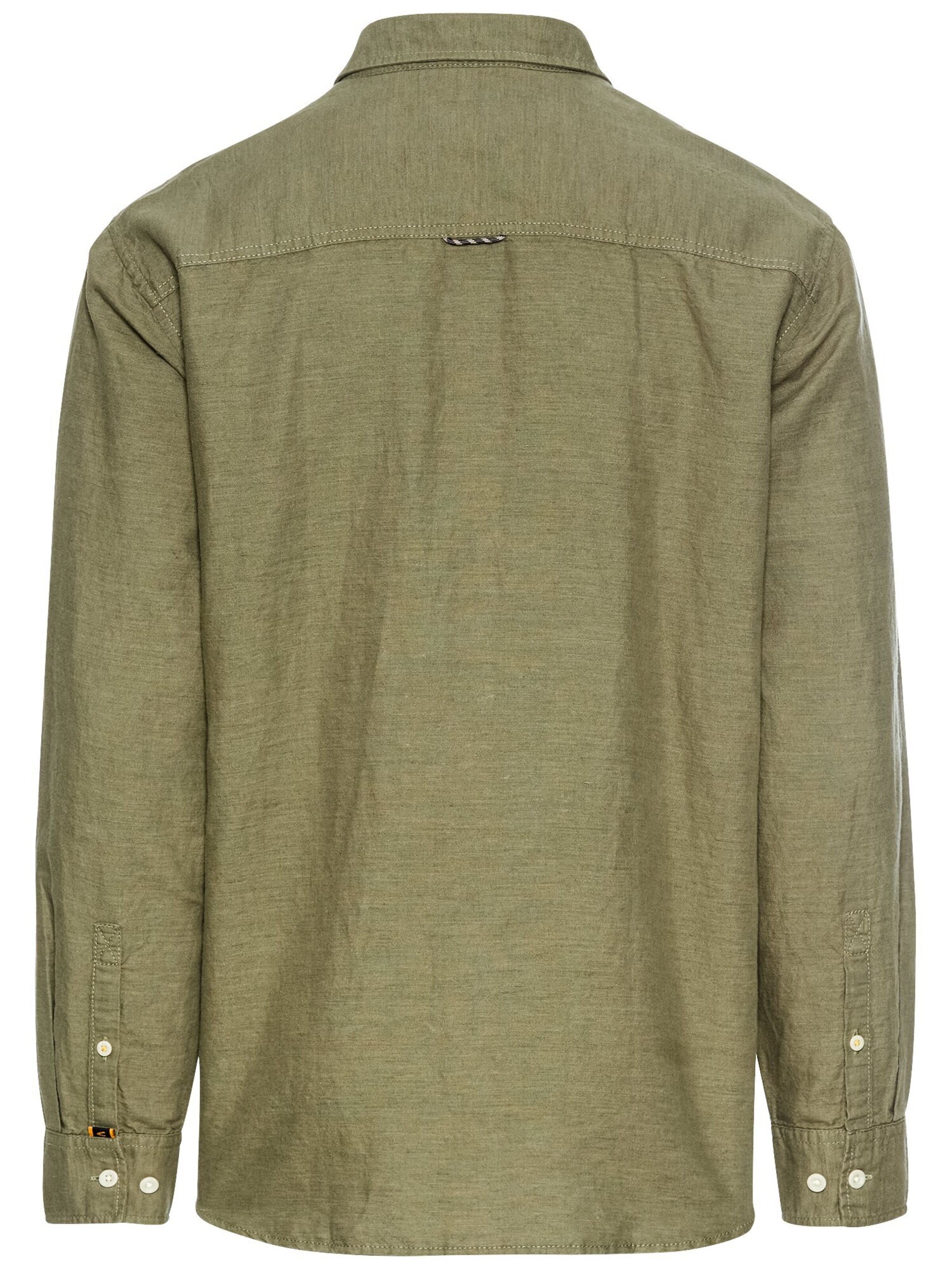CAMEL ACTIVE Regular Fit Langarm-Leinenhemd in Grün