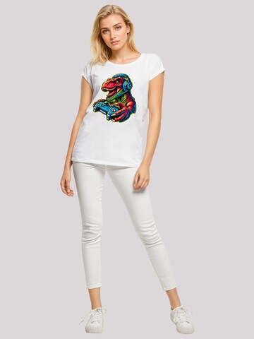 T-shirt 'Dinosaurier Gamer' F4NT4STIC en blanc