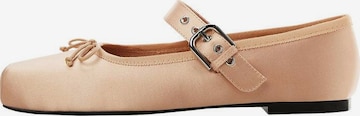 MANGO Ballet Flats with Strap in Beige: front