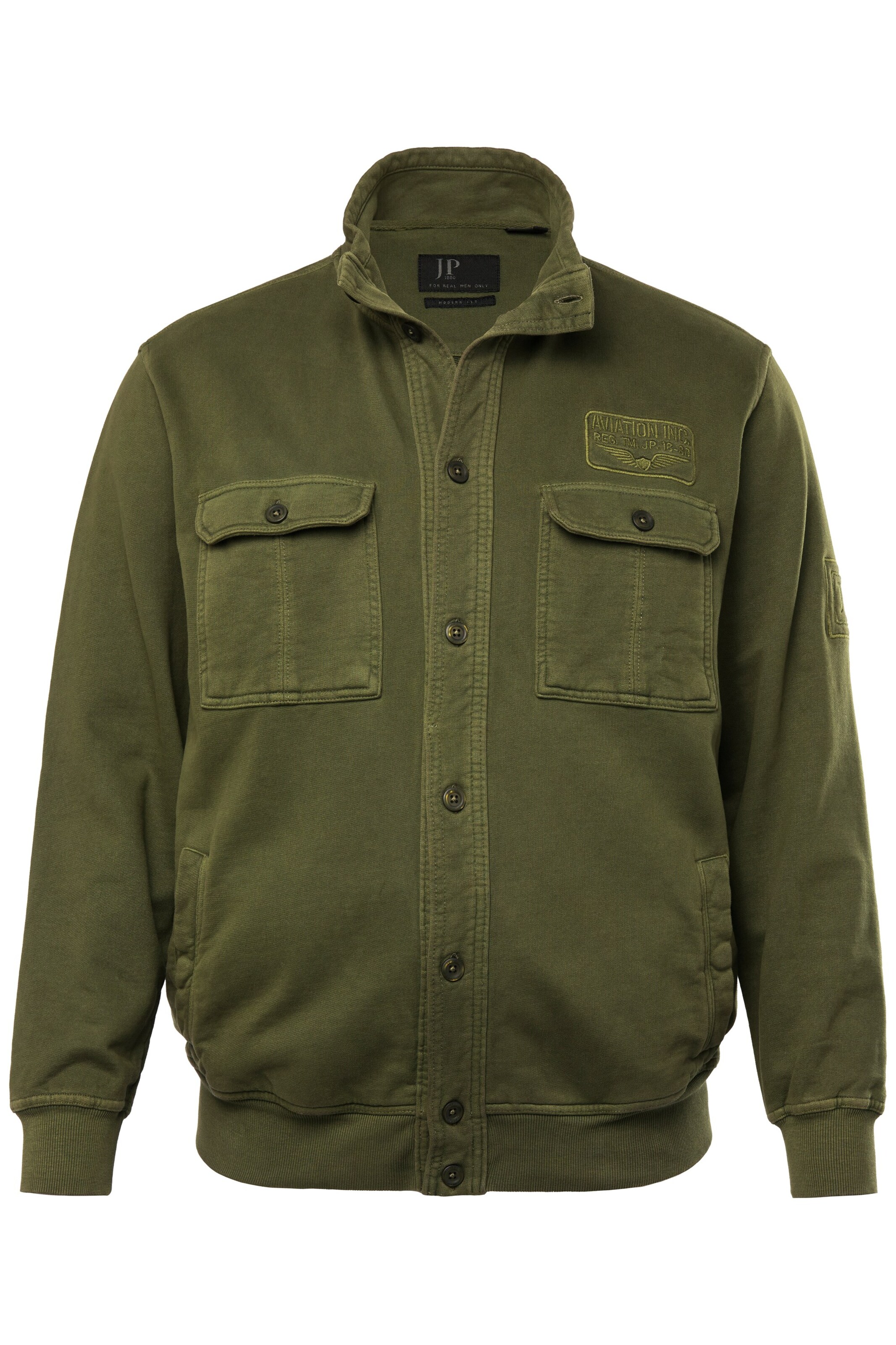 JP1880 Sweatvest in Groen: voorkant
