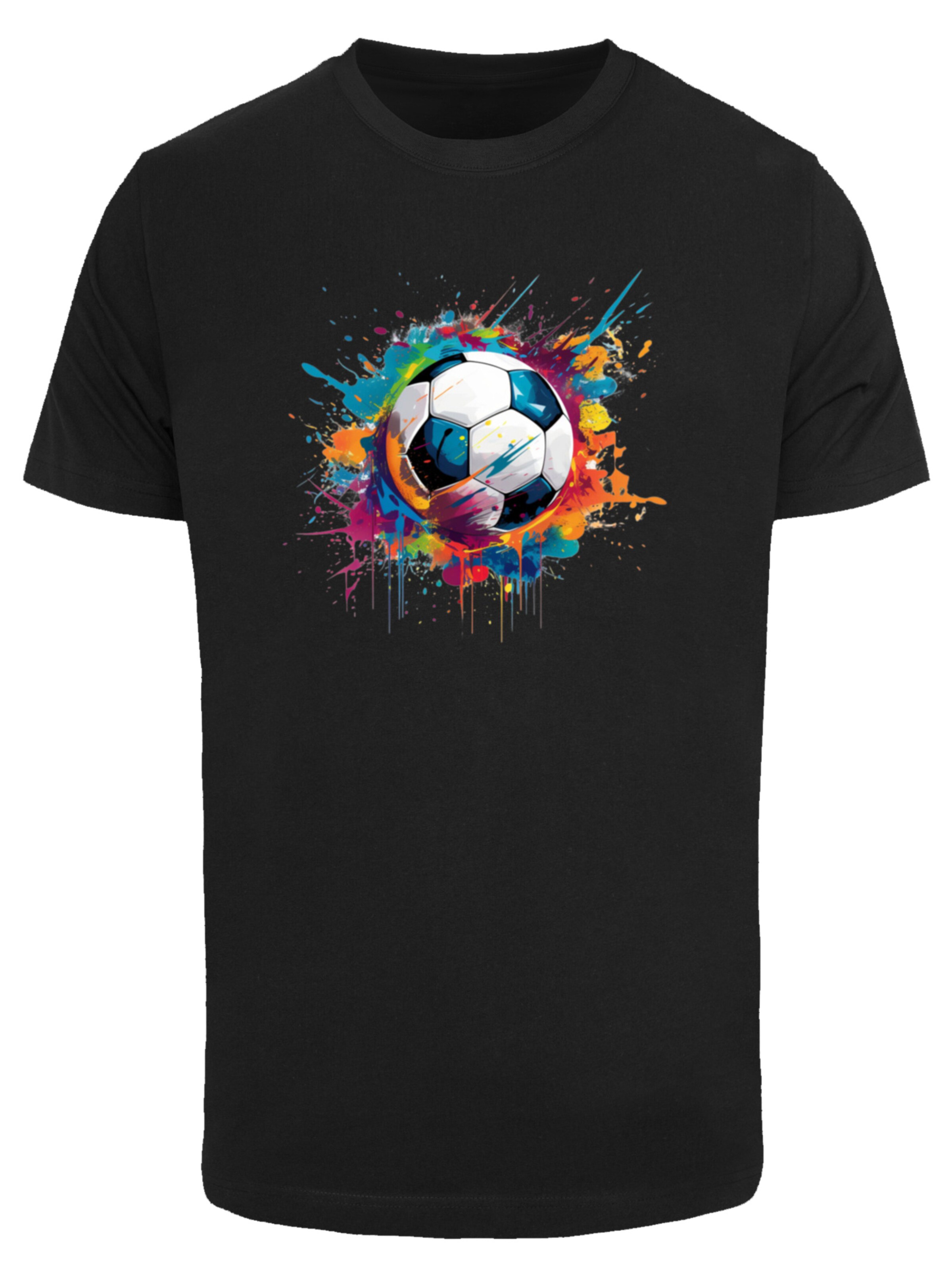 T-Shirt 'Bunte Fußball Grafik' F4NT4STIC en noir : devant