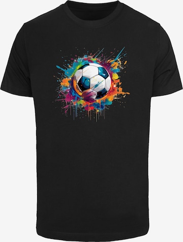 T-Shirt 'Bunte Fußball Grafik' F4NT4STIC en noir : devant