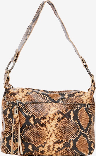 Rankinė ant peties iš faina, spalva – ruda / kapučino spalva / juoda, Prekių apžvalga