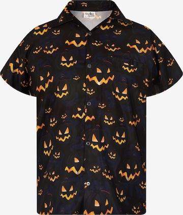 Maglietta 'Helloween Pumpkin Allover' di King Kameha in nero: frontale