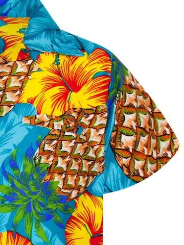 Maglietta 'Pineapple Hibiscus' di King Kameha in blu