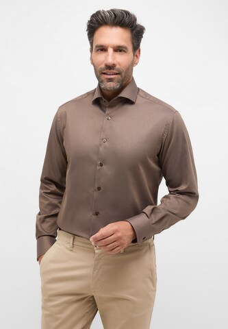 ETERNA Regular fit Business Shirt in Brown: front