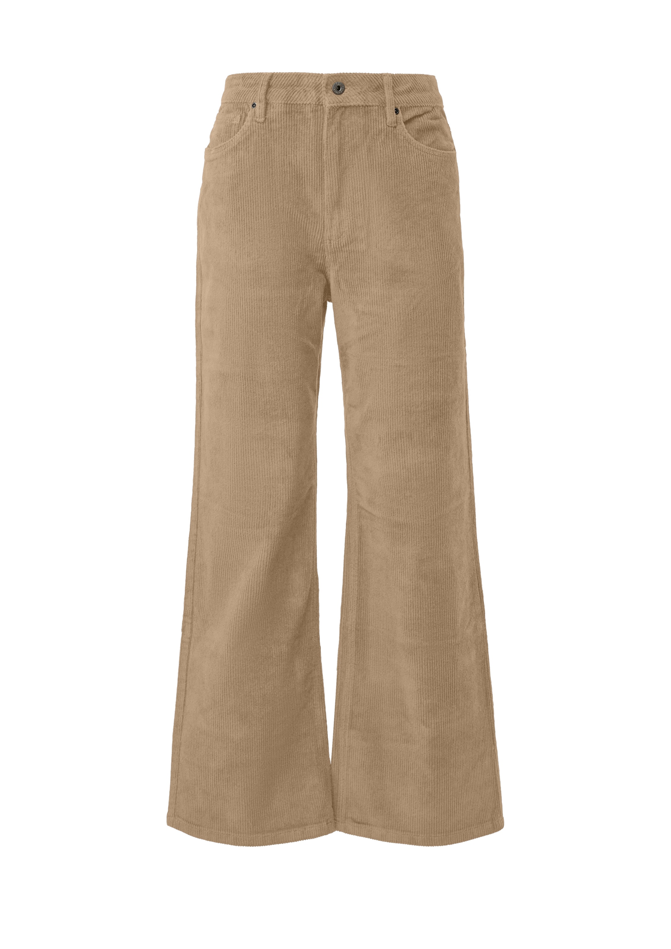 QS Wide leg Broek in Beige: voorkant