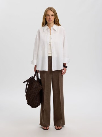 SELECTED Wide leg Pleated Pants in Brown