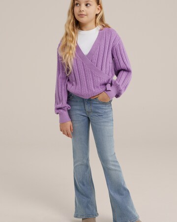 WE Fashion Knit Cardigan in Purple