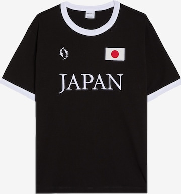 Tricou 'MUNDIAL' de la Bershka pe negru: față