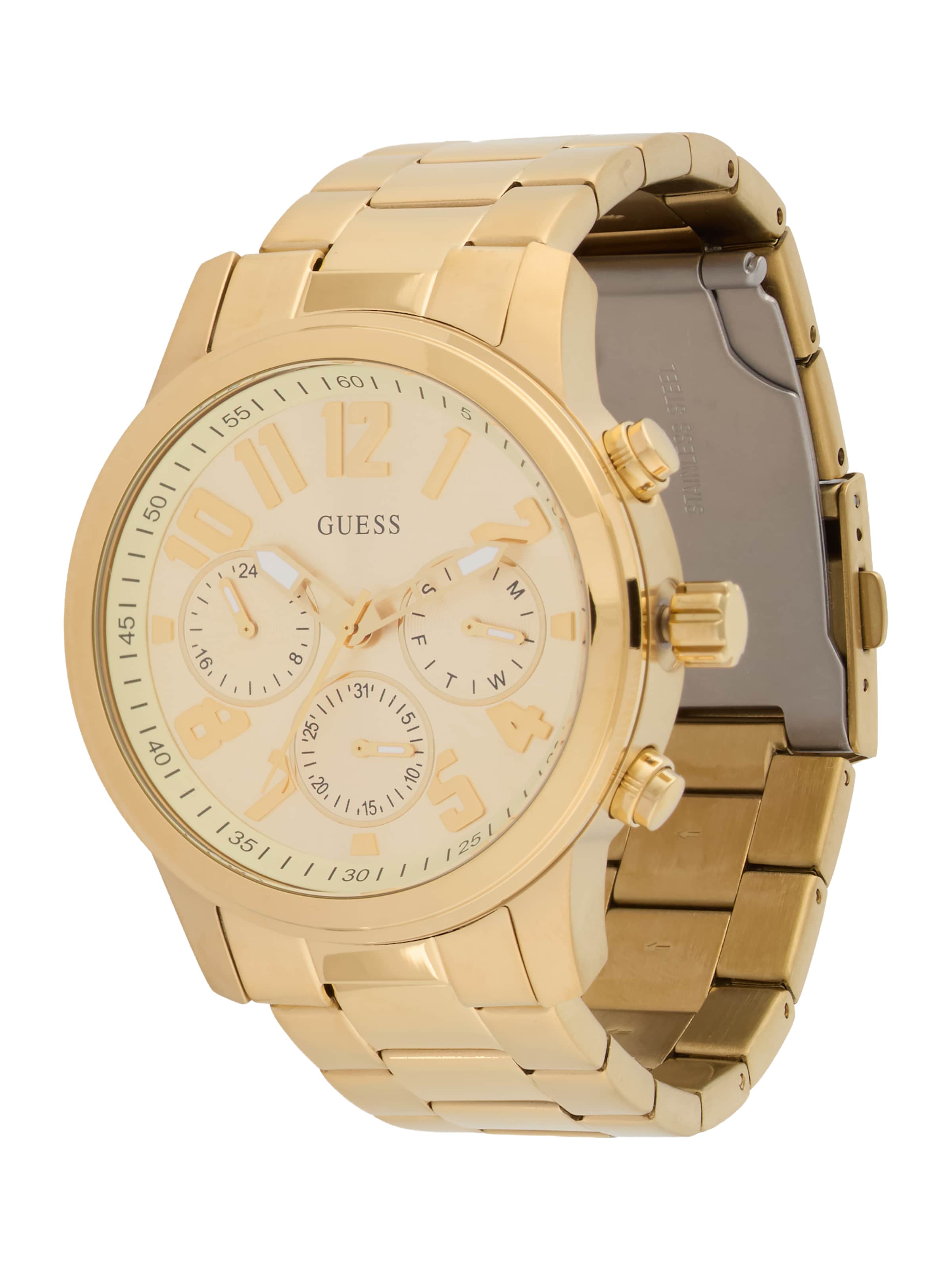 GUESS Аналоговые часы 'Parker' в Золотой: спереди