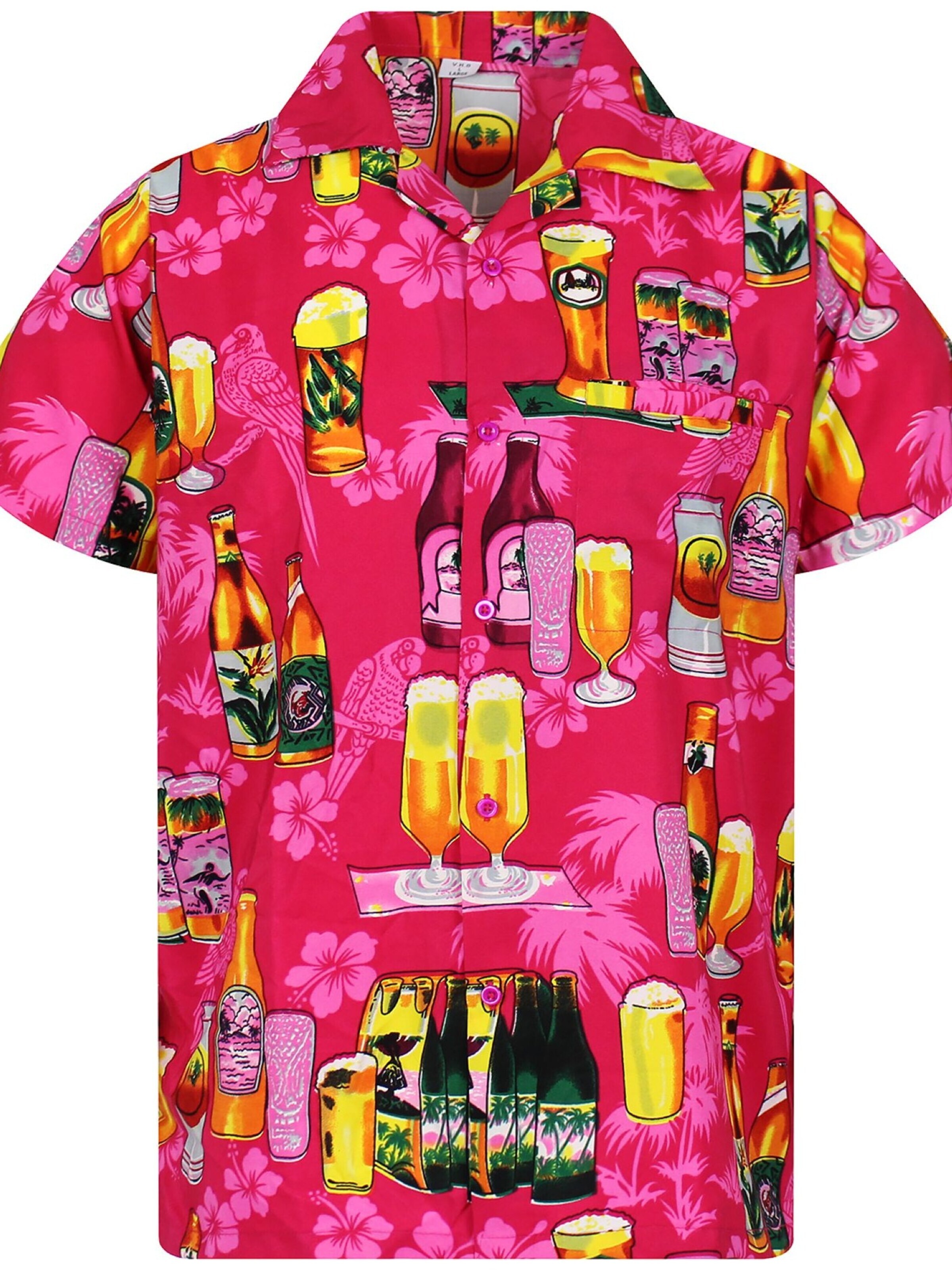 King Kameha Shirt 'Beerbottle' in Roze