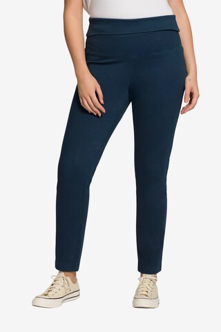 Ulla Popken Slimfit Broek 'Sienna' in Blauw: voorkant