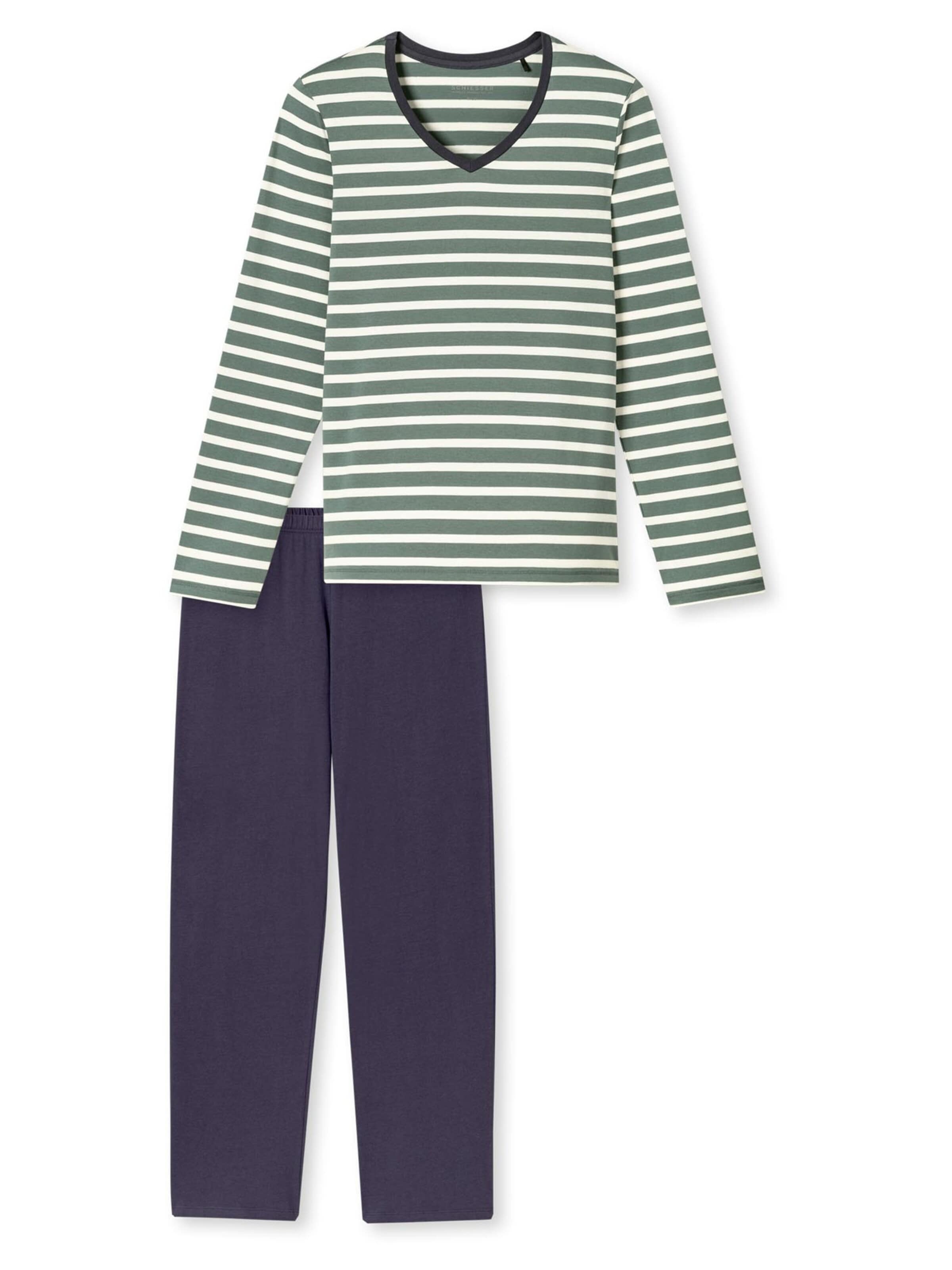 SCHIESSER Pyjama 'Casual Essentials'‌‌‌‌‌‌‌ in S/Regular in marine / grün / weiß, Produktansicht