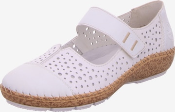 Rieker Classic Flats in White: front