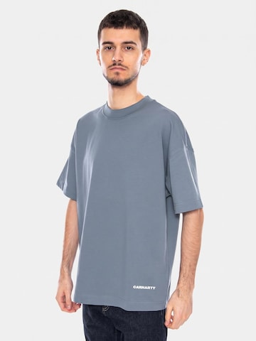 Carhartt WIP Koszulka 'S/S Link Script T-Shirt Velvet Blue / White' w kolorze niebieski: przód