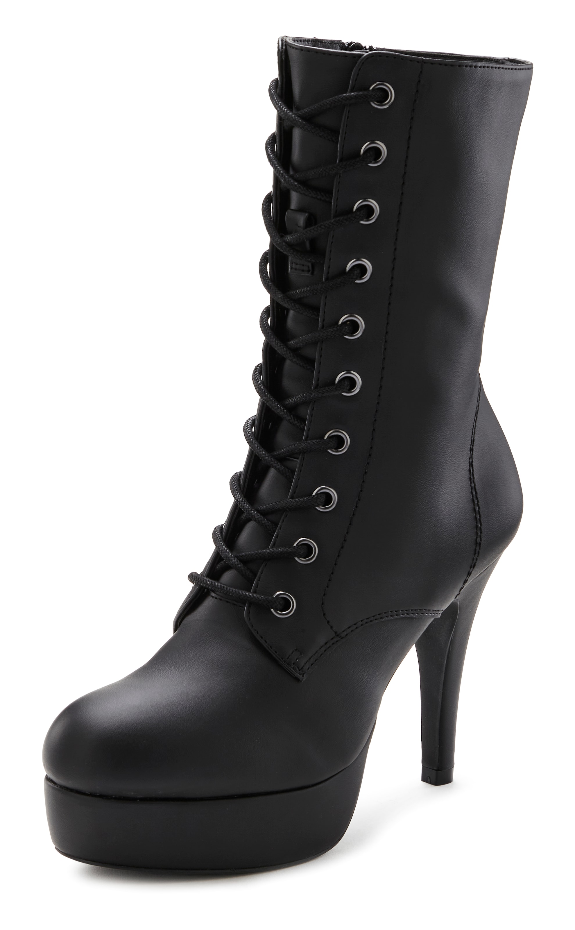 LASCANA Belle Affaire Lace-Up Ankle Boots in Black: front