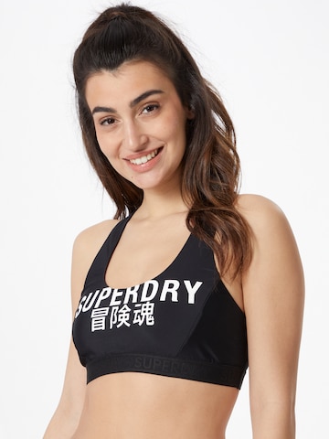 Superdry - Soutien Bustier Top de biquíni em preto: frente