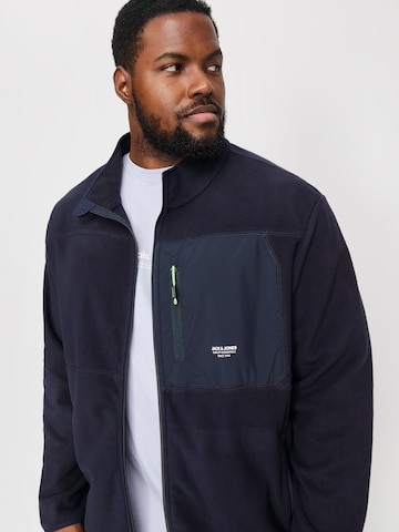 Jack & Jones Plus Fleecejakke 'JJTheo' i blå