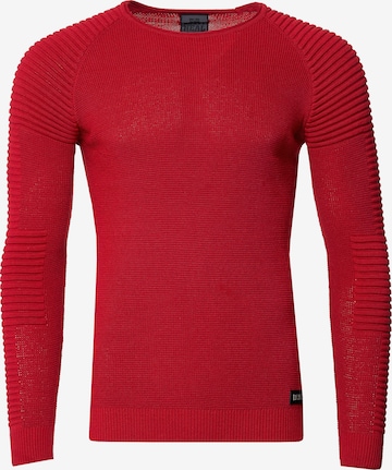 Rusty Neal Figurbetonter Feinstrick Pullover in Rot: predná strana