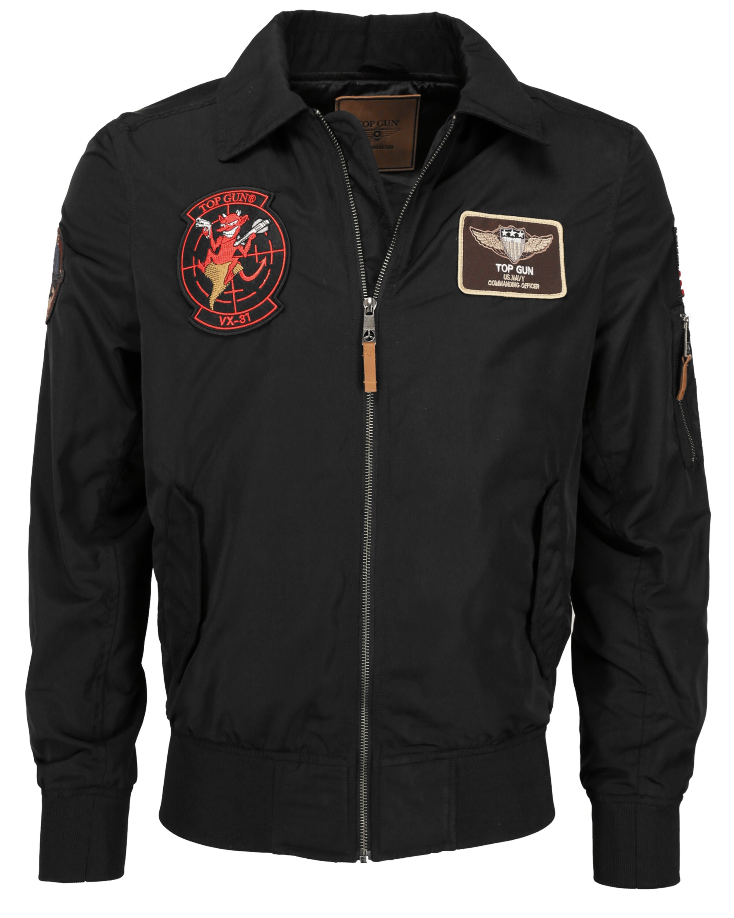 TOP GUN Bomberjacke ' TG20193037 ' in Schwarz: Vorderseite