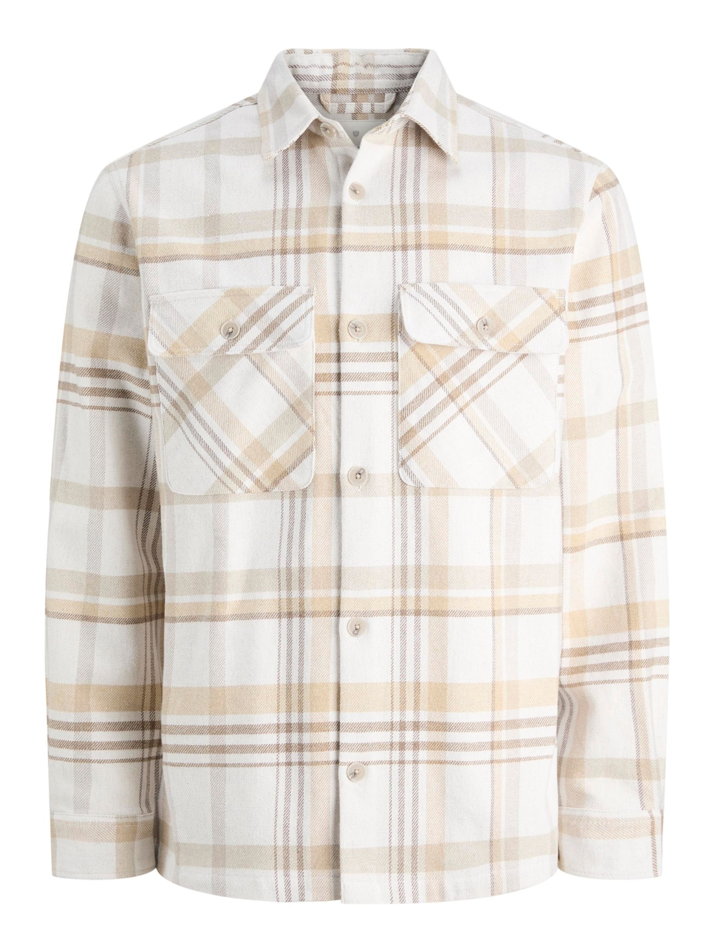 Jack & Jones Premium Button Up Shirt 'RAYLE' in Beige: front