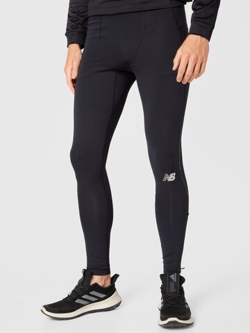 new balance Skinny Workout Pants in Black: front