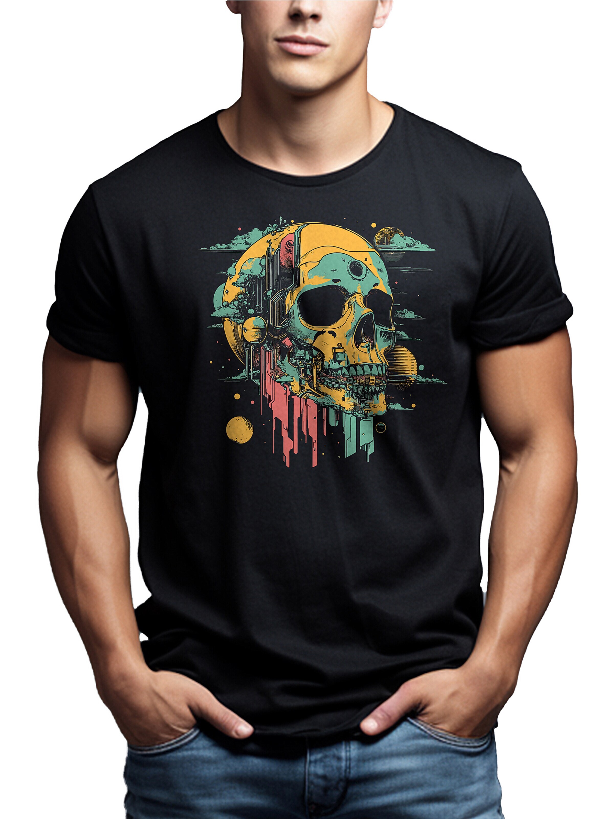 MAKAYA Shirt 'Head Shot Skull' in Black
