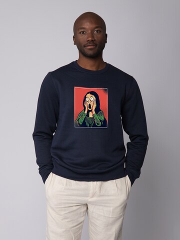 Felpa ' Mona Lisa Scream ' di Watapparel in blu: frontale