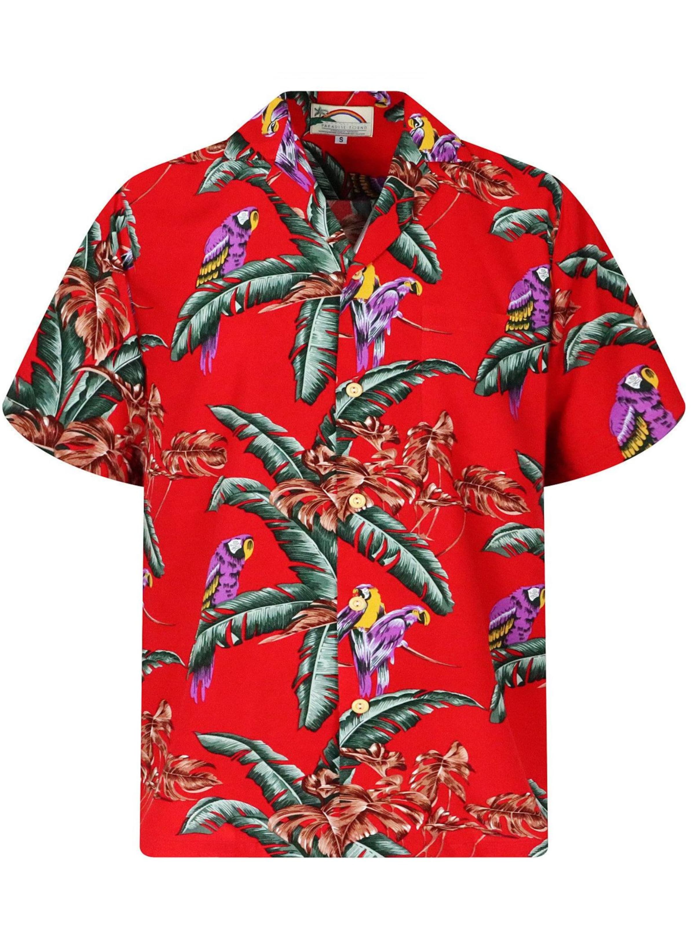 Paradise Found Regular fit Button Up Shirt 'Tom Selleck Jungle Bird' in Red: front