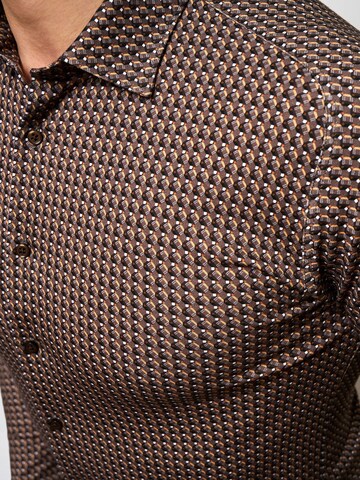 Olsen Slim fit Button Up Shirt in Brown