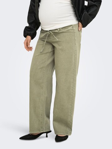 Only Maternity Wide leg Jeans 'OLMGianna' in Groen: voorkant