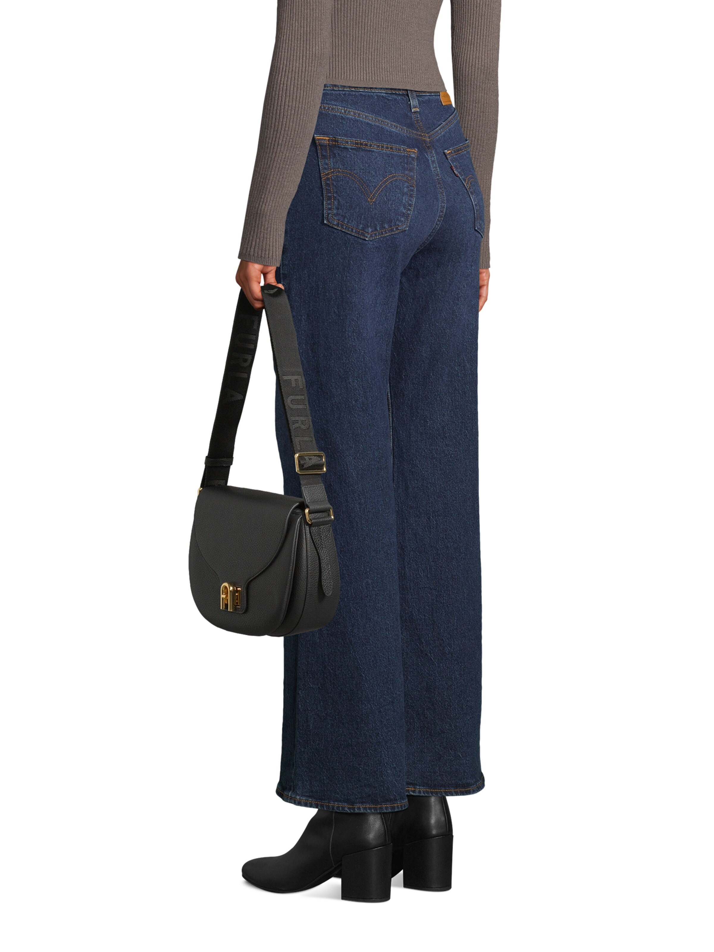 FURLA Umhängetasche 'LOTUS' in Schwarz: Vorderseite