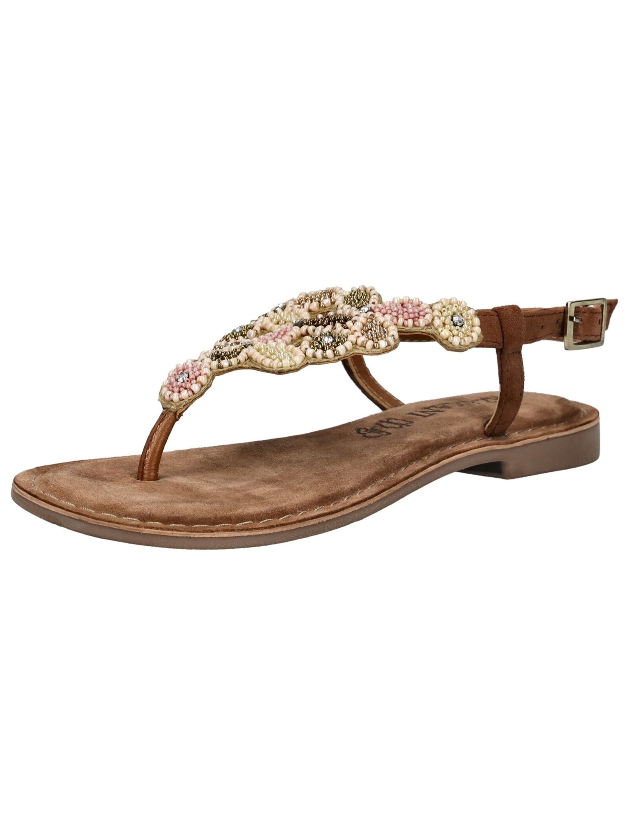 LAZAMANI T-Bar Sandals in Brown: front