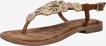 Tongs LAZAMANI en marron : devant