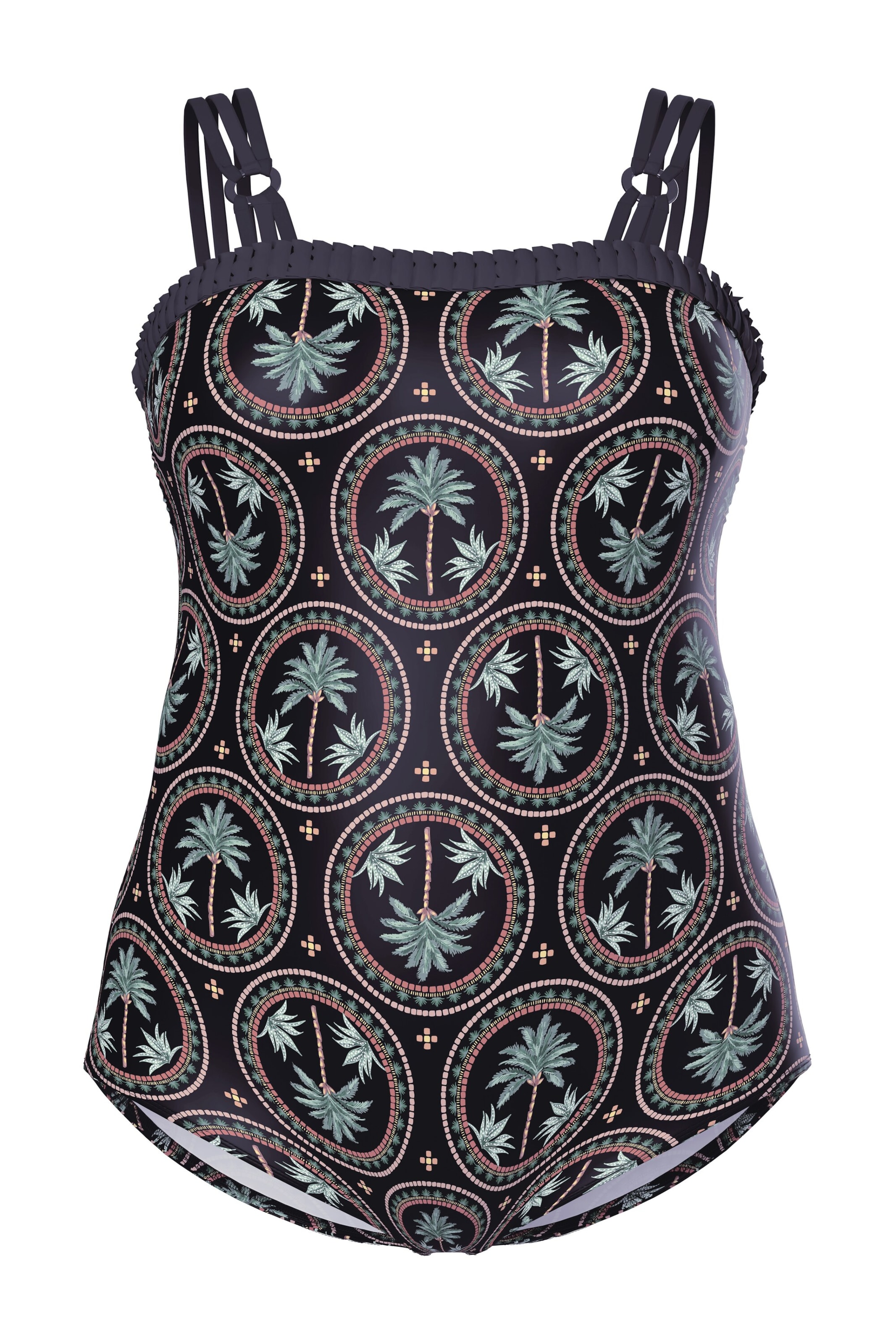 Ulla Popken Badeanzug in Schwarz: Vorderseite