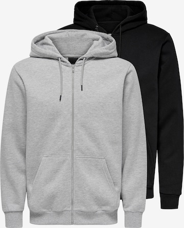 Only & Sons Sweatjacke 'Ceres' in Silber: Vorderseite