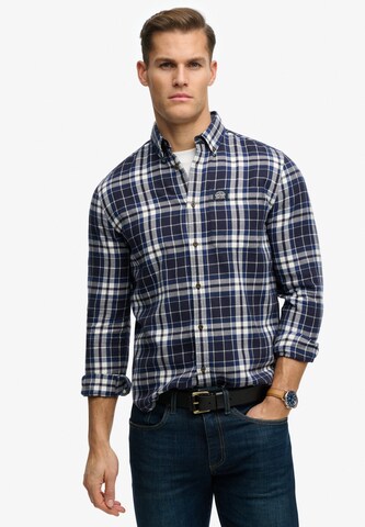 Superdry & Co Comfort fit Overhemd in Blauw: voorkant