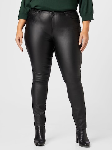 Fransa Curve Skinny Broek 'Talin' in Zwart: voorkant