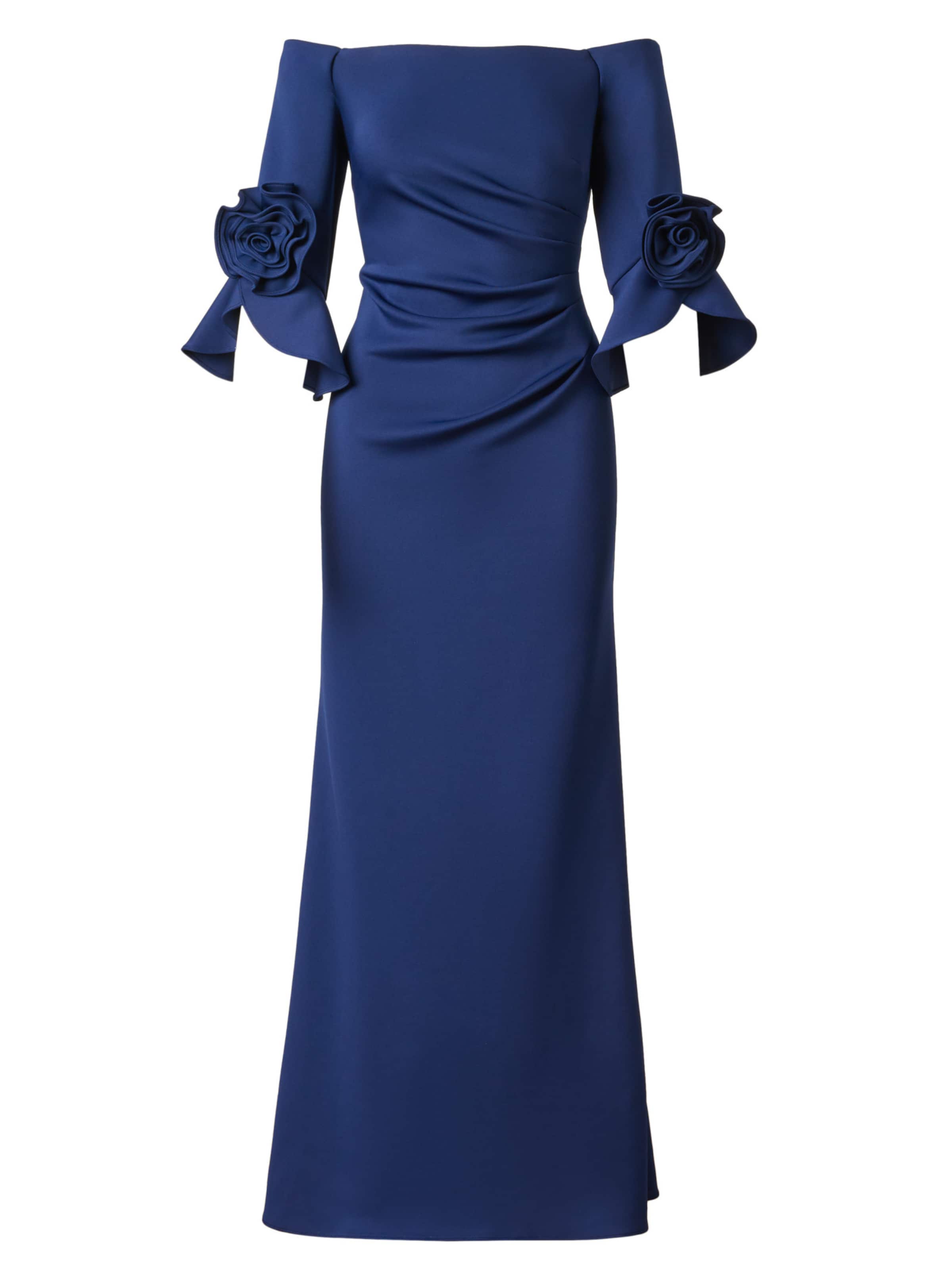 Adrianna Papell Avondjurk 'Rosette Scuba Crepe Gown' in Blauw: voorkant